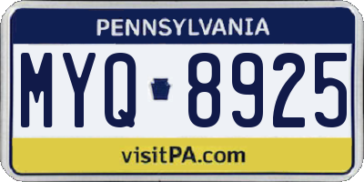 PA license plate MYQ8925