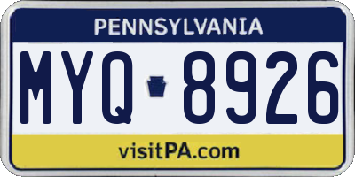 PA license plate MYQ8926