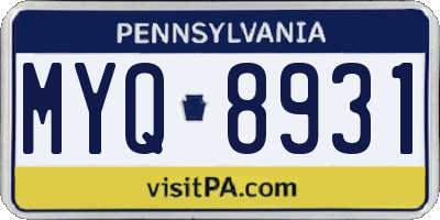 PA license plate MYQ8931