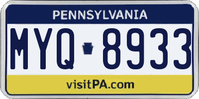 PA license plate MYQ8933