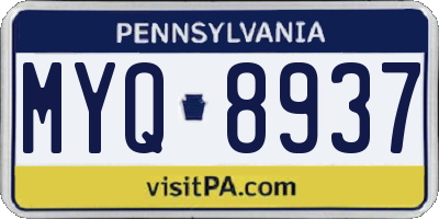 PA license plate MYQ8937