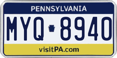 PA license plate MYQ8940