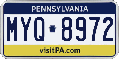 PA license plate MYQ8972