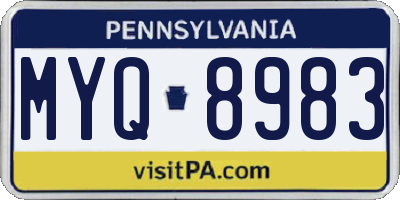 PA license plate MYQ8983