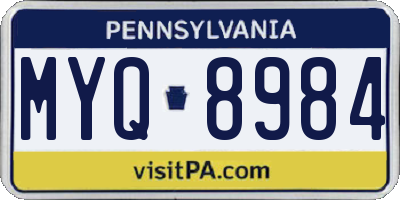 PA license plate MYQ8984