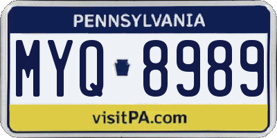 PA license plate MYQ8989