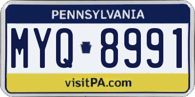 PA license plate MYQ8991