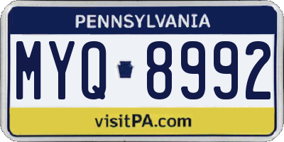 PA license plate MYQ8992