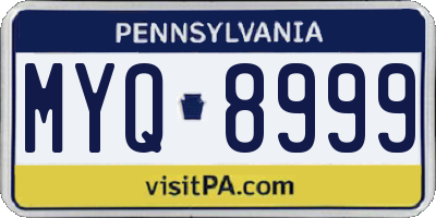 PA license plate MYQ8999
