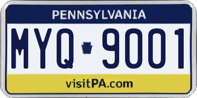 PA license plate MYQ9001