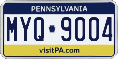 PA license plate MYQ9004