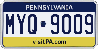 PA license plate MYQ9009