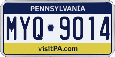 PA license plate MYQ9014