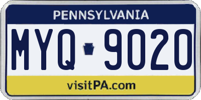 PA license plate MYQ9020
