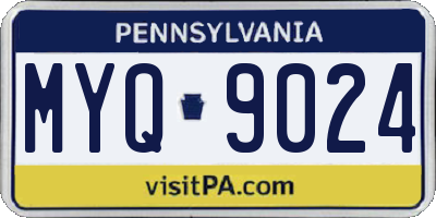 PA license plate MYQ9024