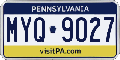 PA license plate MYQ9027