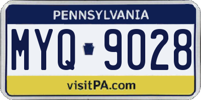 PA license plate MYQ9028