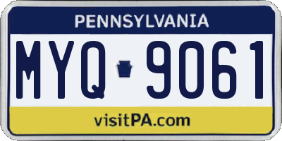 PA license plate MYQ9061