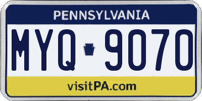 PA license plate MYQ9070