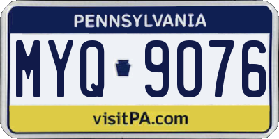 PA license plate MYQ9076
