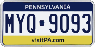 PA license plate MYQ9093