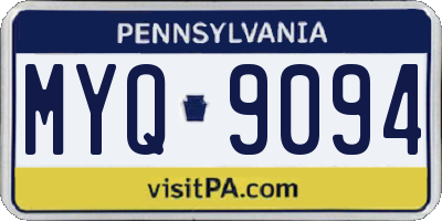 PA license plate MYQ9094