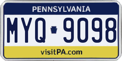 PA license plate MYQ9098