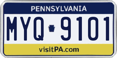 PA license plate MYQ9101