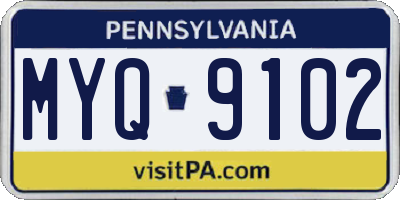 PA license plate MYQ9102