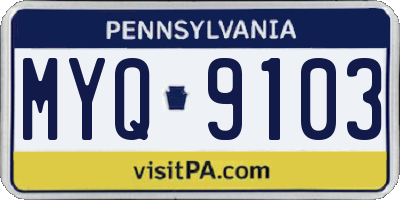 PA license plate MYQ9103