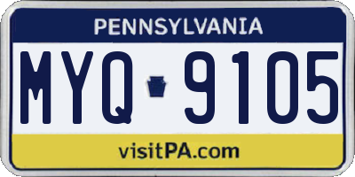 PA license plate MYQ9105