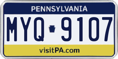 PA license plate MYQ9107