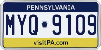PA license plate MYQ9109