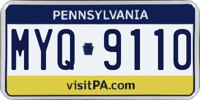 PA license plate MYQ9110
