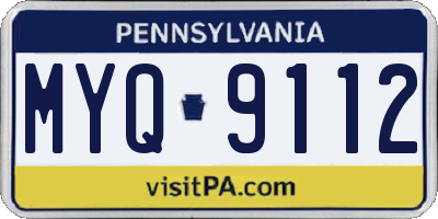 PA license plate MYQ9112