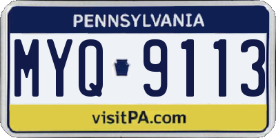 PA license plate MYQ9113