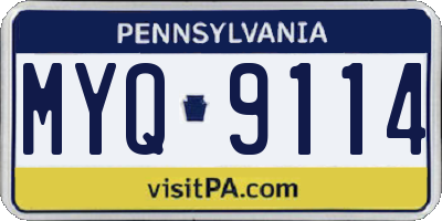 PA license plate MYQ9114