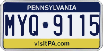 PA license plate MYQ9115