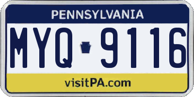 PA license plate MYQ9116