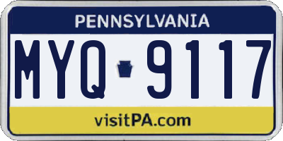PA license plate MYQ9117