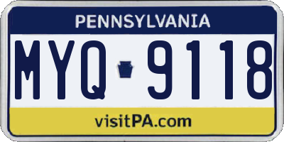 PA license plate MYQ9118