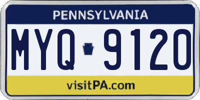 PA license plate MYQ9120