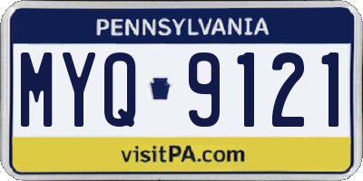 PA license plate MYQ9121