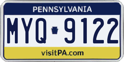 PA license plate MYQ9122