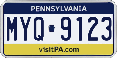 PA license plate MYQ9123