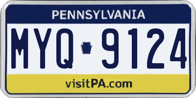 PA license plate MYQ9124