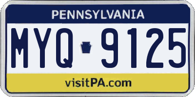 PA license plate MYQ9125