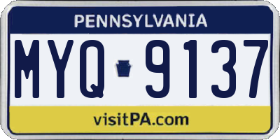 PA license plate MYQ9137
