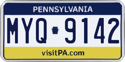 PA license plate MYQ9142