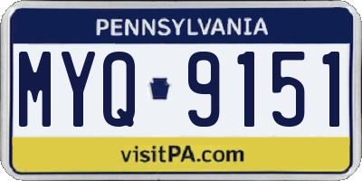 PA license plate MYQ9151